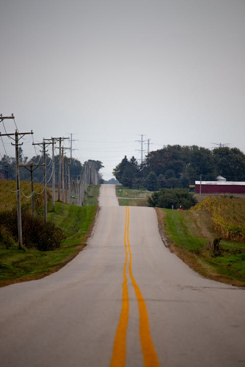 Empty Road in Village Countryside