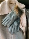 Close-up of Leather Gloves and Sheepskin Jacket
