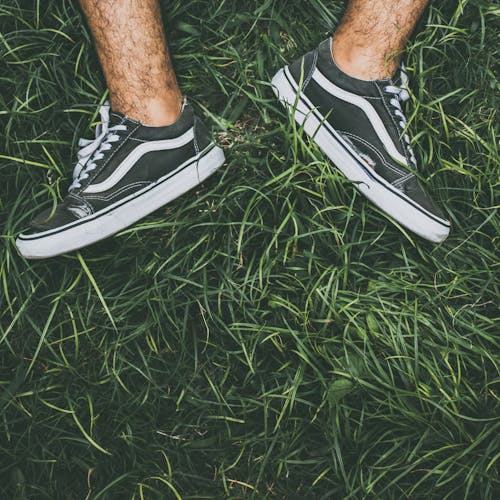 Free Close-up of Man Legs in Vans on Grass Stock Photo