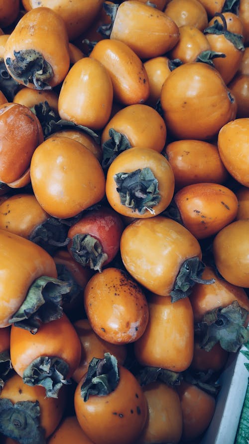 Close-Up Photo of Orange Persimmons