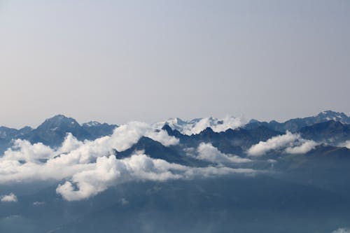 An Aerial Photography of a Mountain Under the Clear Sky