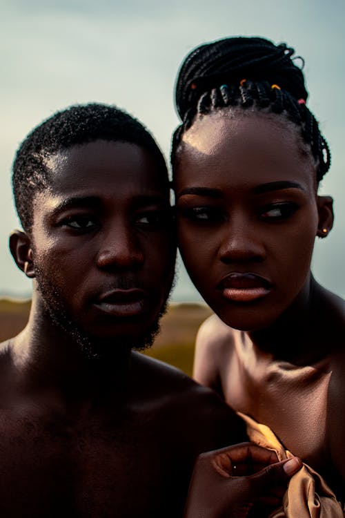 African couple in countryside together