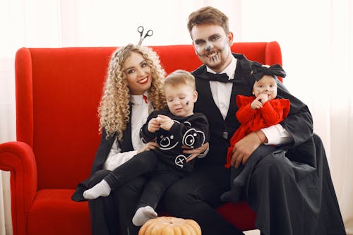 Free A Family Wearing Costumes  Stock Photo