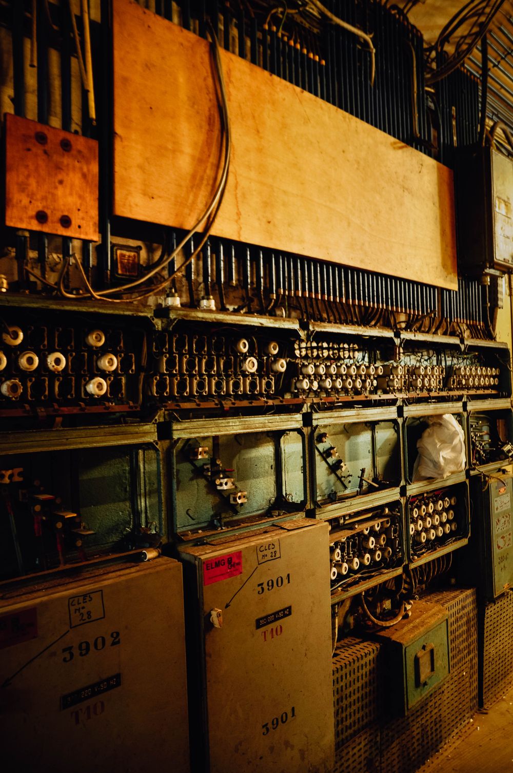Close-up of industrial electric control panel