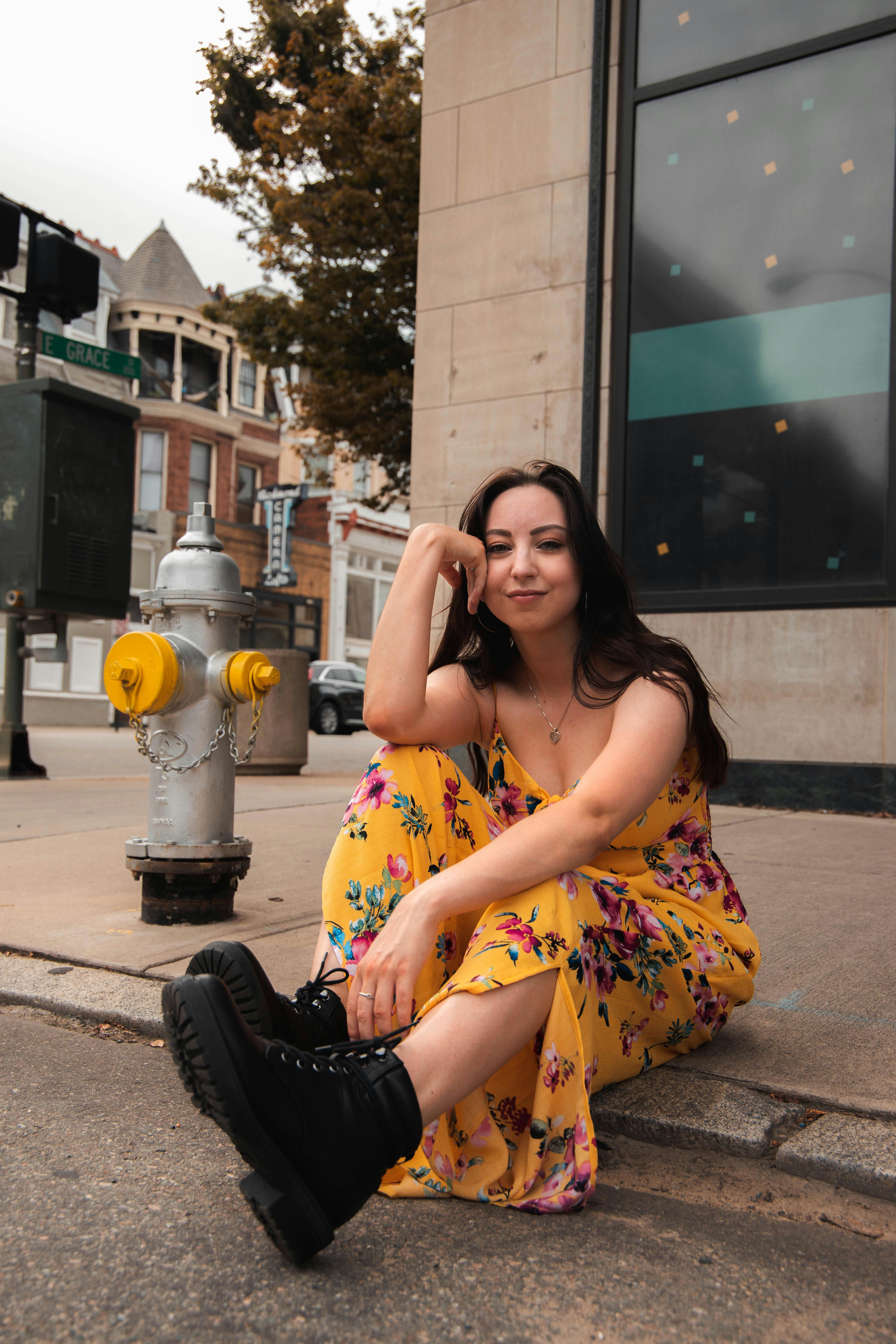 Floral dress outlet and doc martens