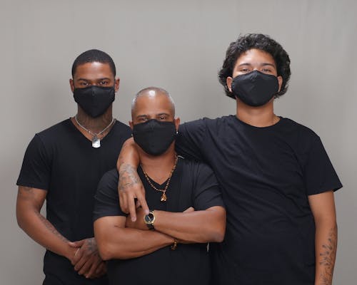 Men Wearing Black Shirts and Face Masks