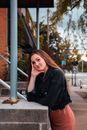 Happy Young Woman Posing Outdoors