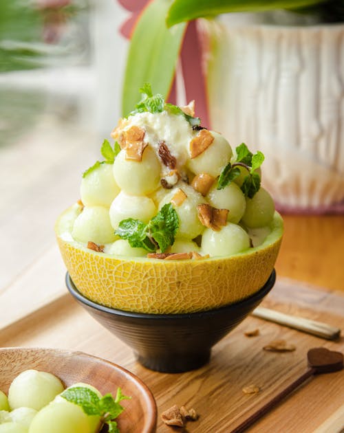 Free Green Melon Fruit on a Bowl  Stock Photo