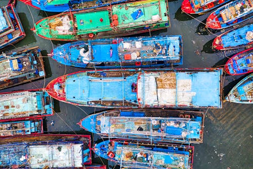 Aerial Photography of Fishing Boats on Sea Water