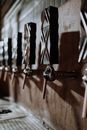 Black and Silver Keys on Brown Textile