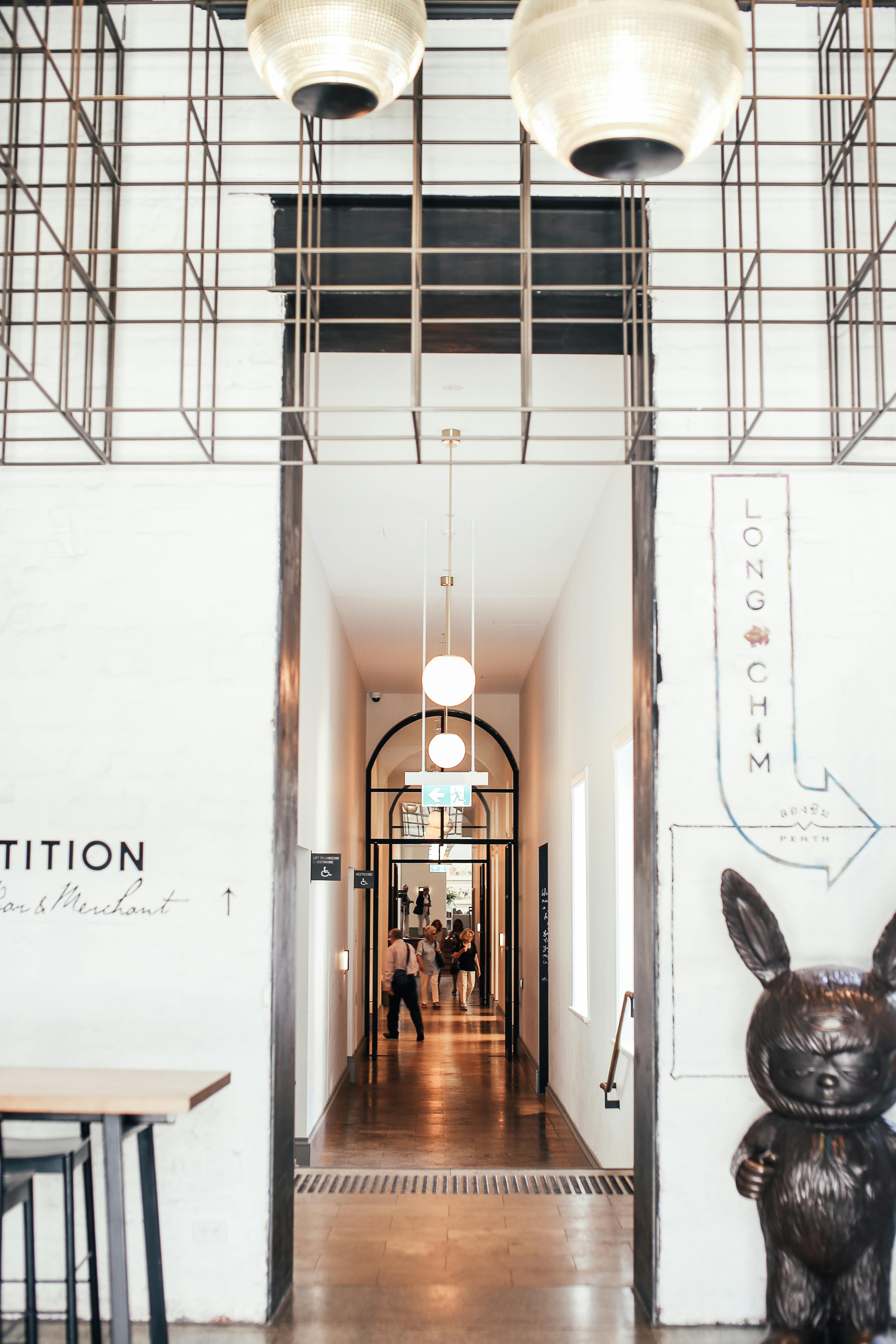 long corridor in modern hotel