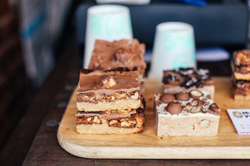 Dessert on Brown Wooden Tray