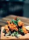 Fried Chicken on White Ceramic Plate