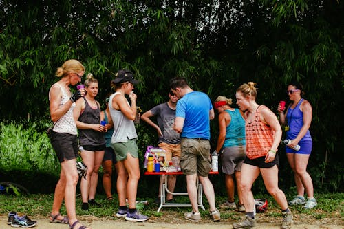 Group of Friends Near Picnic Table