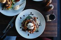 White Ceramic Plate With Food on Brown Wooden Table