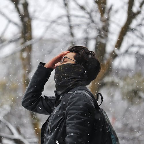 Fotos de stock gratuitas de bufanda, chaqueta negra, clima frío