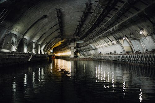 Free Gray Concrete Tunnel Near Body of Water Stock Photo