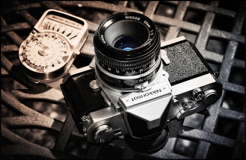 Black and Gray Nikkormat Mirrorless Camera