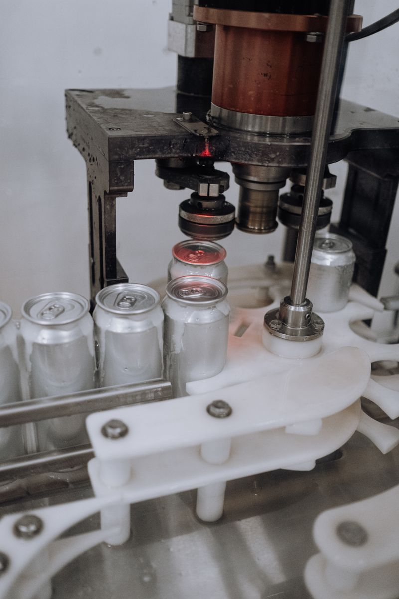 Energy drink cans in production