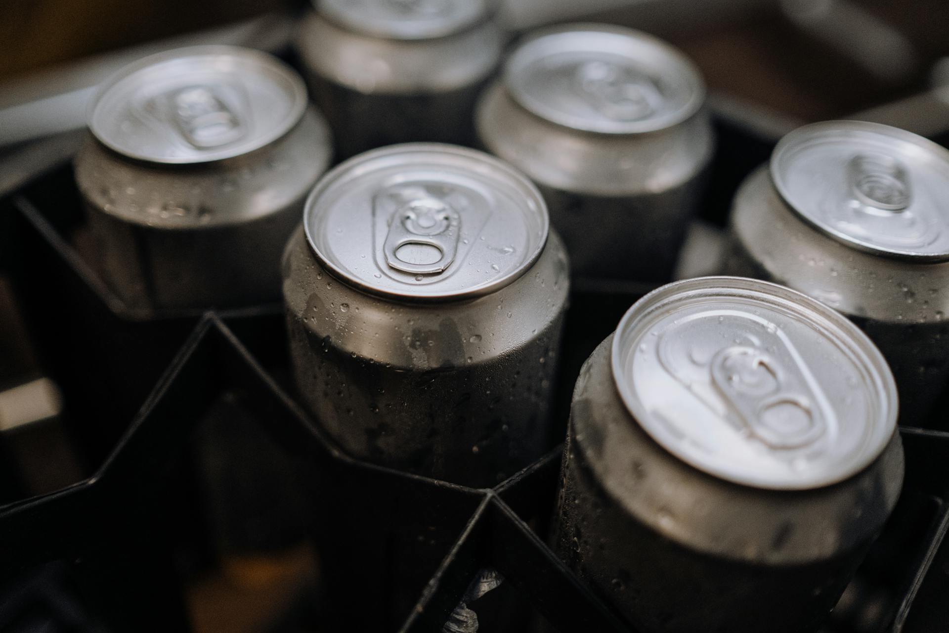 Newly Produced Cans of Beer in a Case