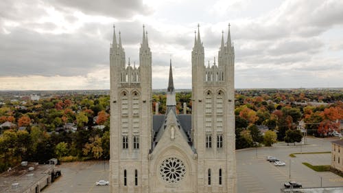 High towers of old stone building