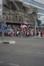 People Waving Flags in Minsk During Election Time 