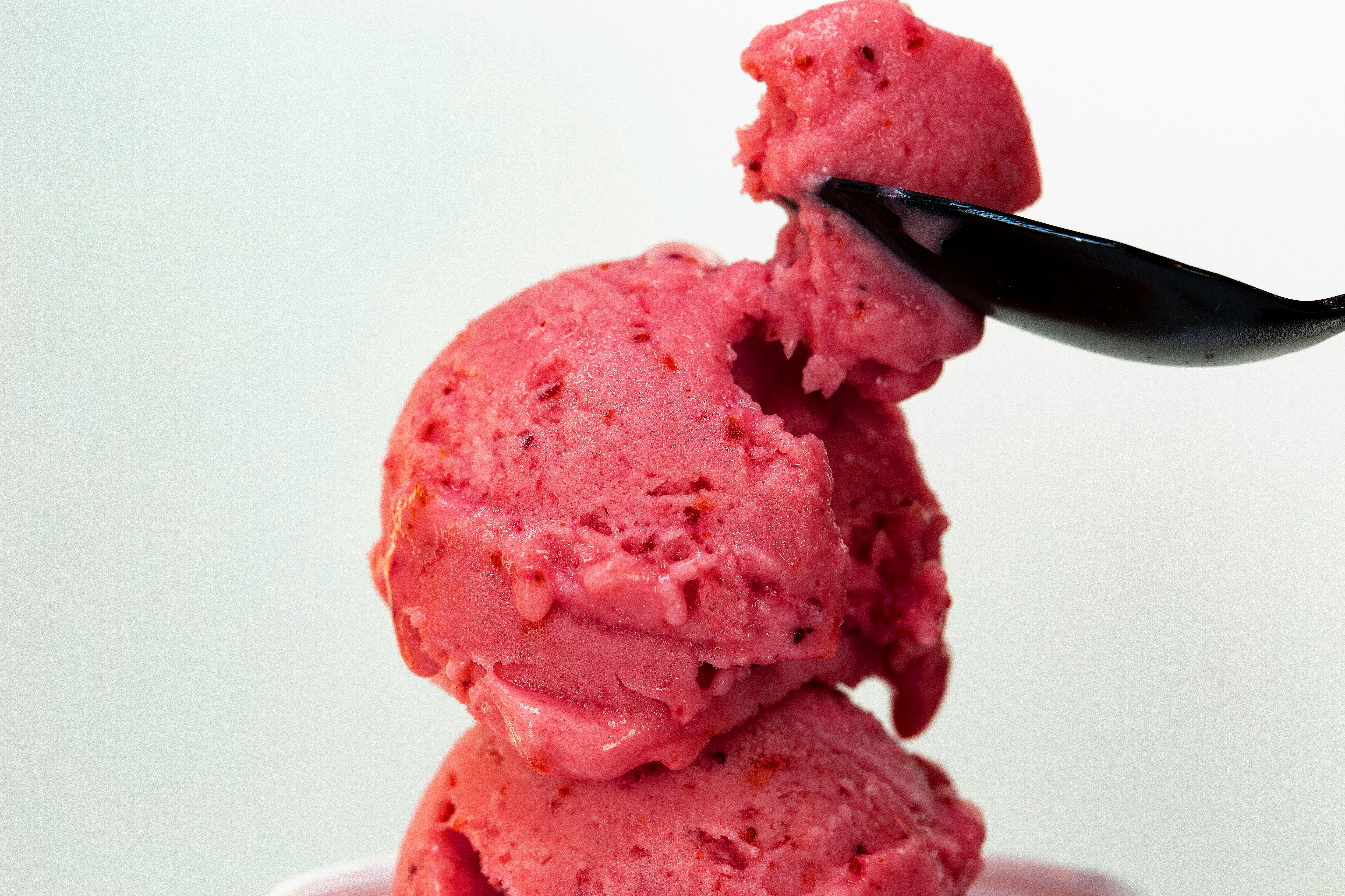 a close up shot of a scooped ice cream