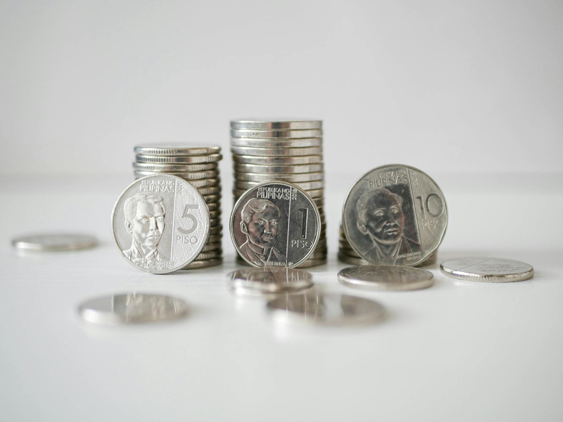 A Close-Up Shot of Philippines Peso Coins