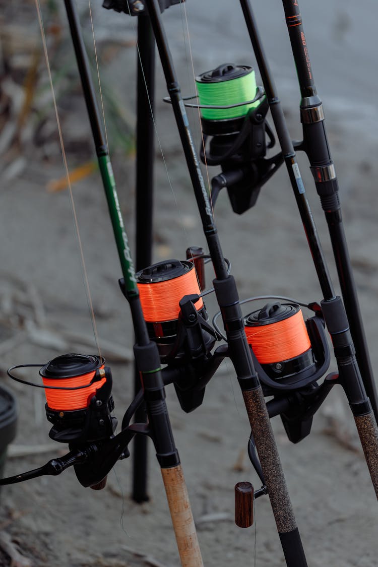 Close-Up Shot Of Fishing Rods