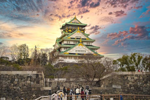 Osaka Castle Museum During Sunset in Autumn