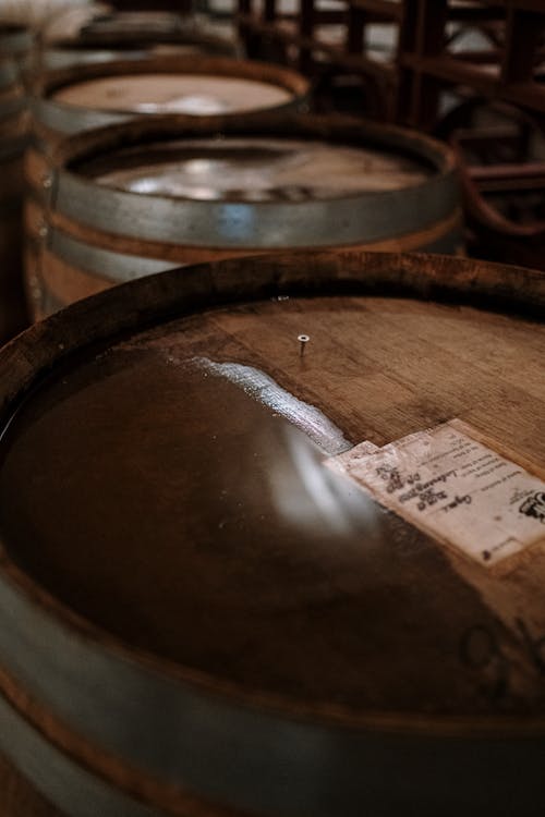 A Close-Up Shot of Wooden Barrels