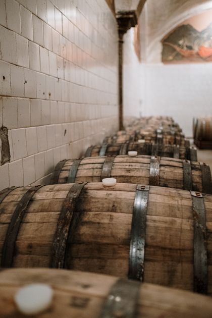 A row of casks in a dimly lit cellar — photo by cottonbro studio on Pexels