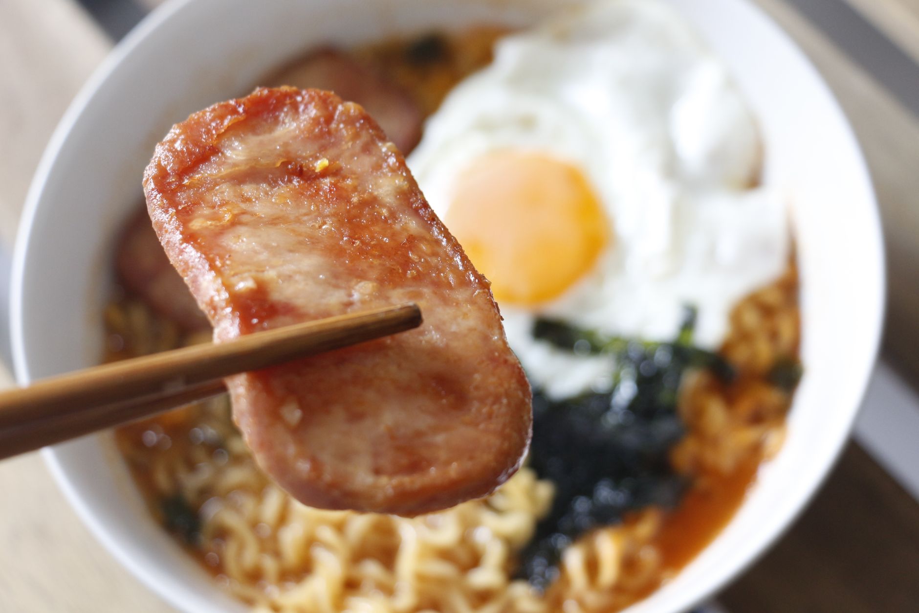 Halal-certified breakfast meat alongside fresh vegetables