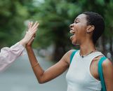 Happy Woman Doing A High Five