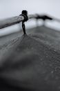 Water Droplets on Black Metal Bar