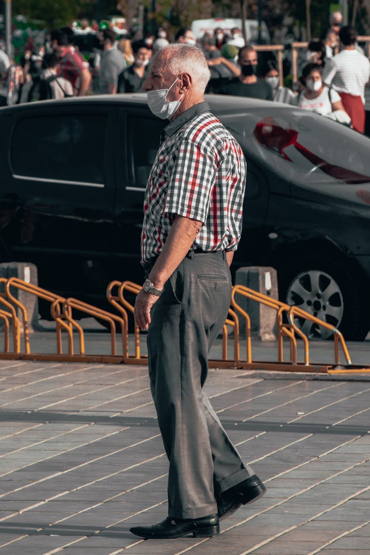 Elderly Man Wearing A Face Mask