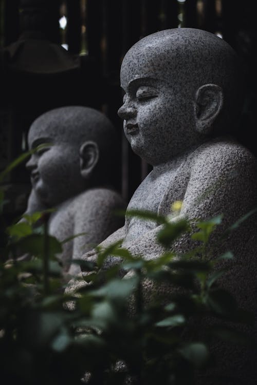 Stone Buddha Statues on Cemetery