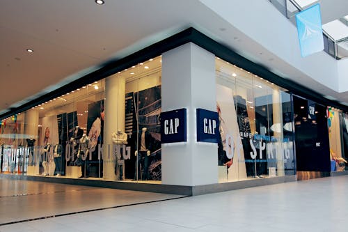 Free Clothing Shop in Shopping Mall Stock Photo