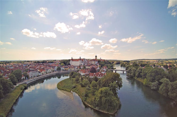 Drone Shot Of Neuburg An Der Donau