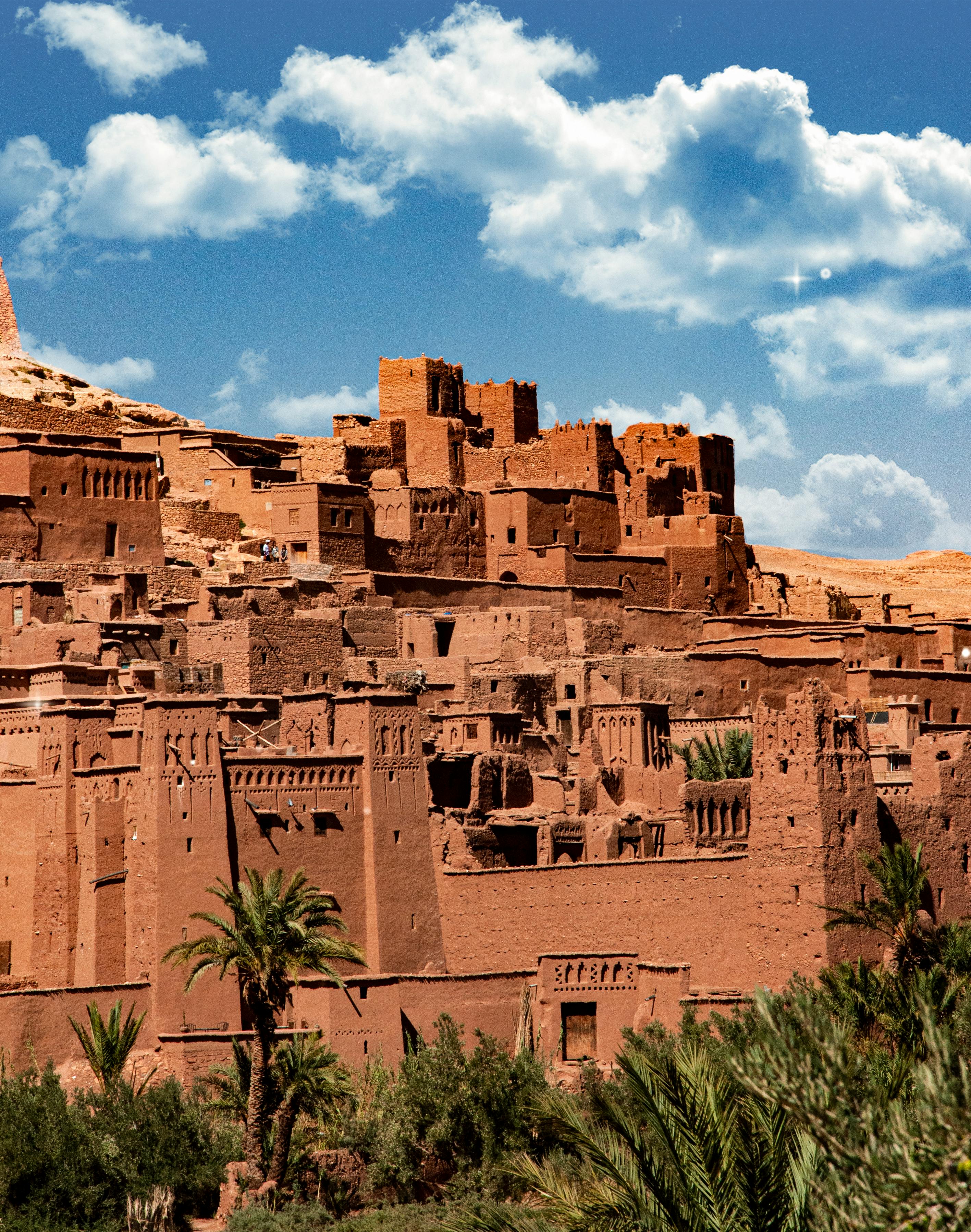 drone shot of ait benhaddou