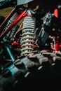 Close-up of the Coil Spring and Shock Absorber on an ATV