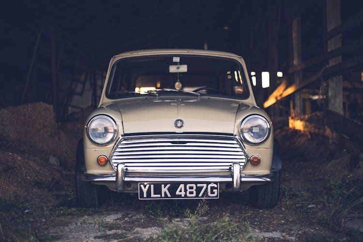 Stylish Vintage Car In Wooden Barn