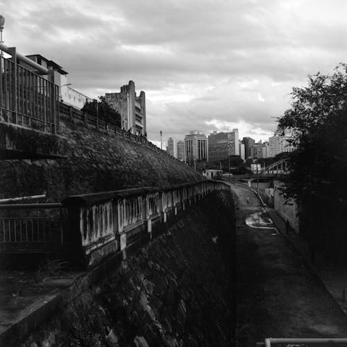 Old city seafront in gloomy day