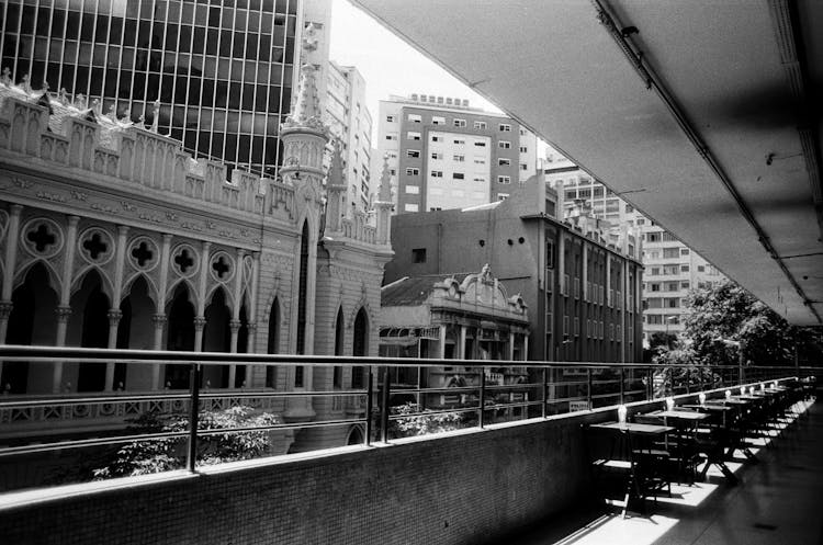 Empty Terrace Of Cafe In City Center