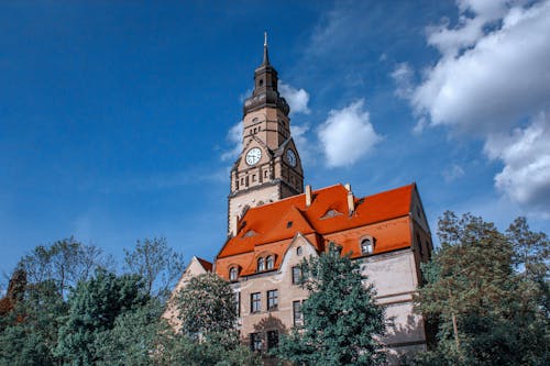 Hotel with Clock Tower in Leipzig, Germany