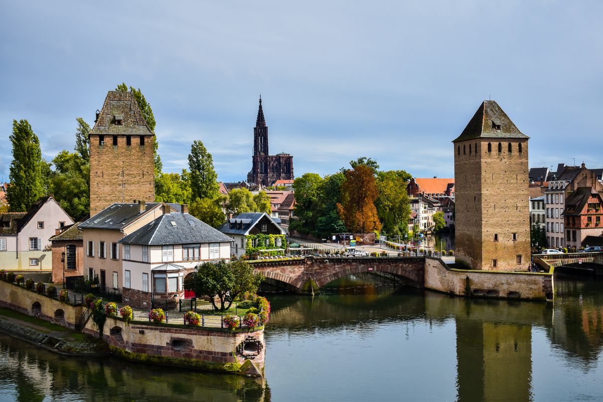 The Ponts Couverts towers with Strasbourg Cathedral behind