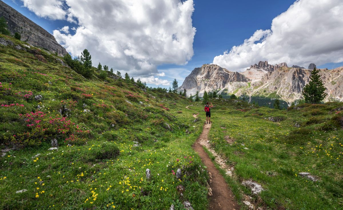 Groupe de marcheurs équipé pour la randonnée pédestre en moyenne montagne pyrénéenne
