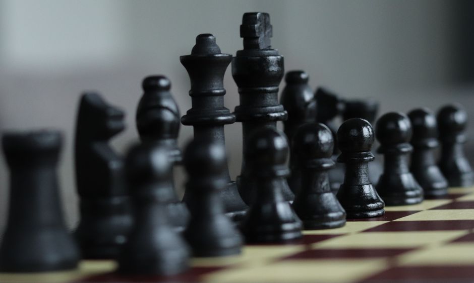 chess board pieces close up