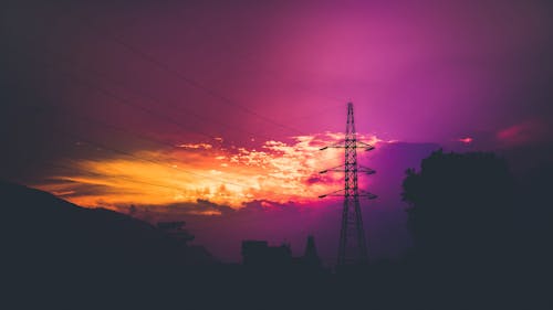 Electric Post during Sunset