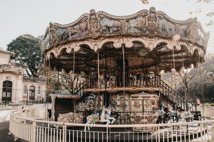 An Empty Carousel In A Park